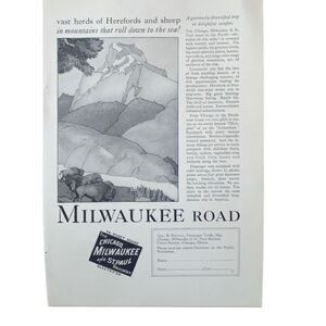 Vintage 1927 Milwaukee Road Rail Vast Herds Ad Advertisment